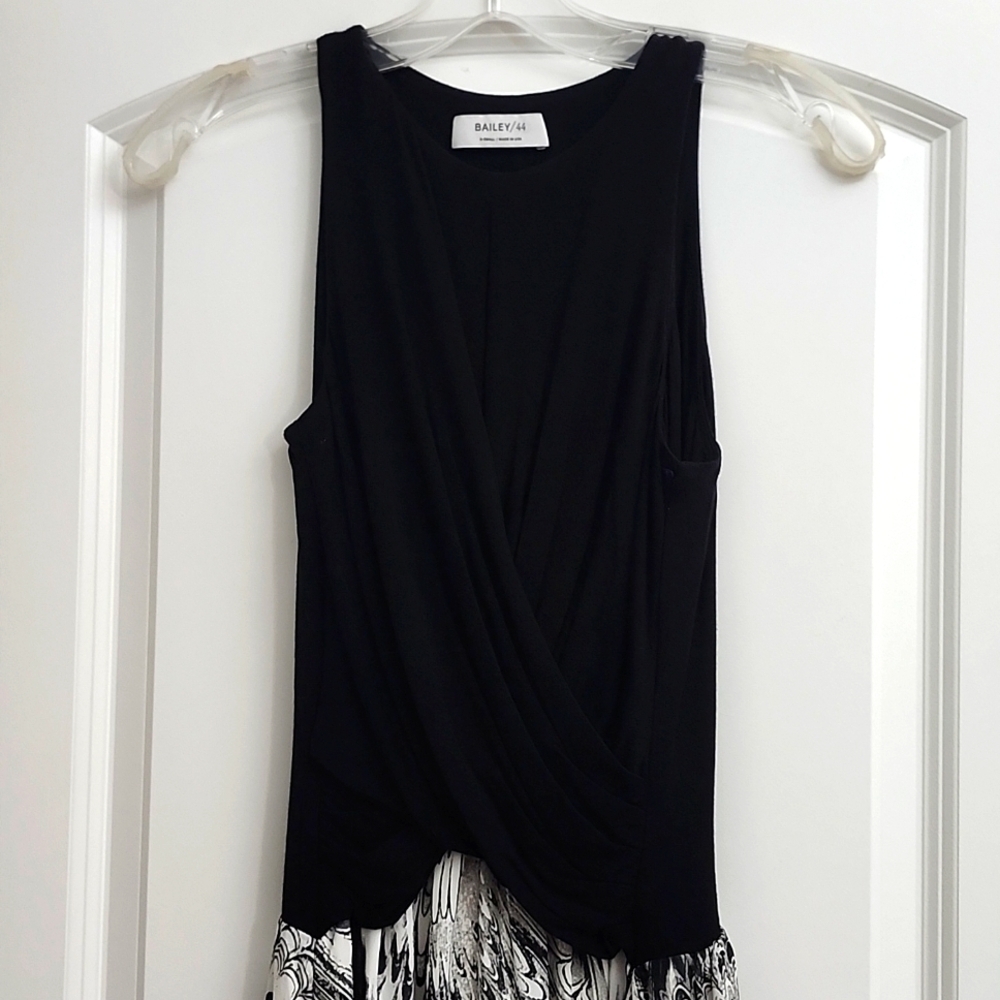Bailey 44 NWOT XS Grumeti River Maxi Dress High Low Black White Graphic Ruched - Picture 4 of 15